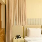 Powerful air conditioning unit keeping the luxury shortlet Lekki bedroom cool.