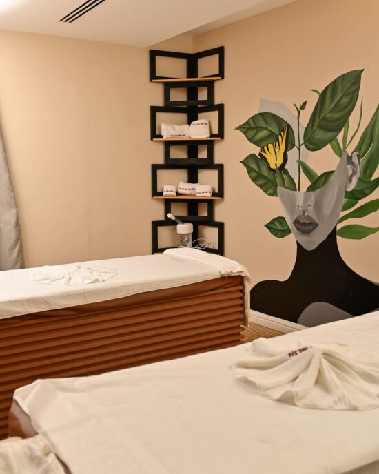 Dedicated workspace desk inside the bedroom of a Premium Serviced Short Let Apartment.